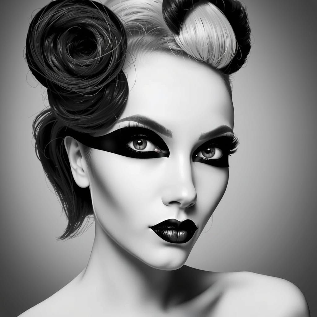 Elegant Woman in Cruella de Vil-Inspired Portrait