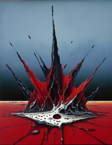 Jagged Dripping Blood Line in Surrealist Style
