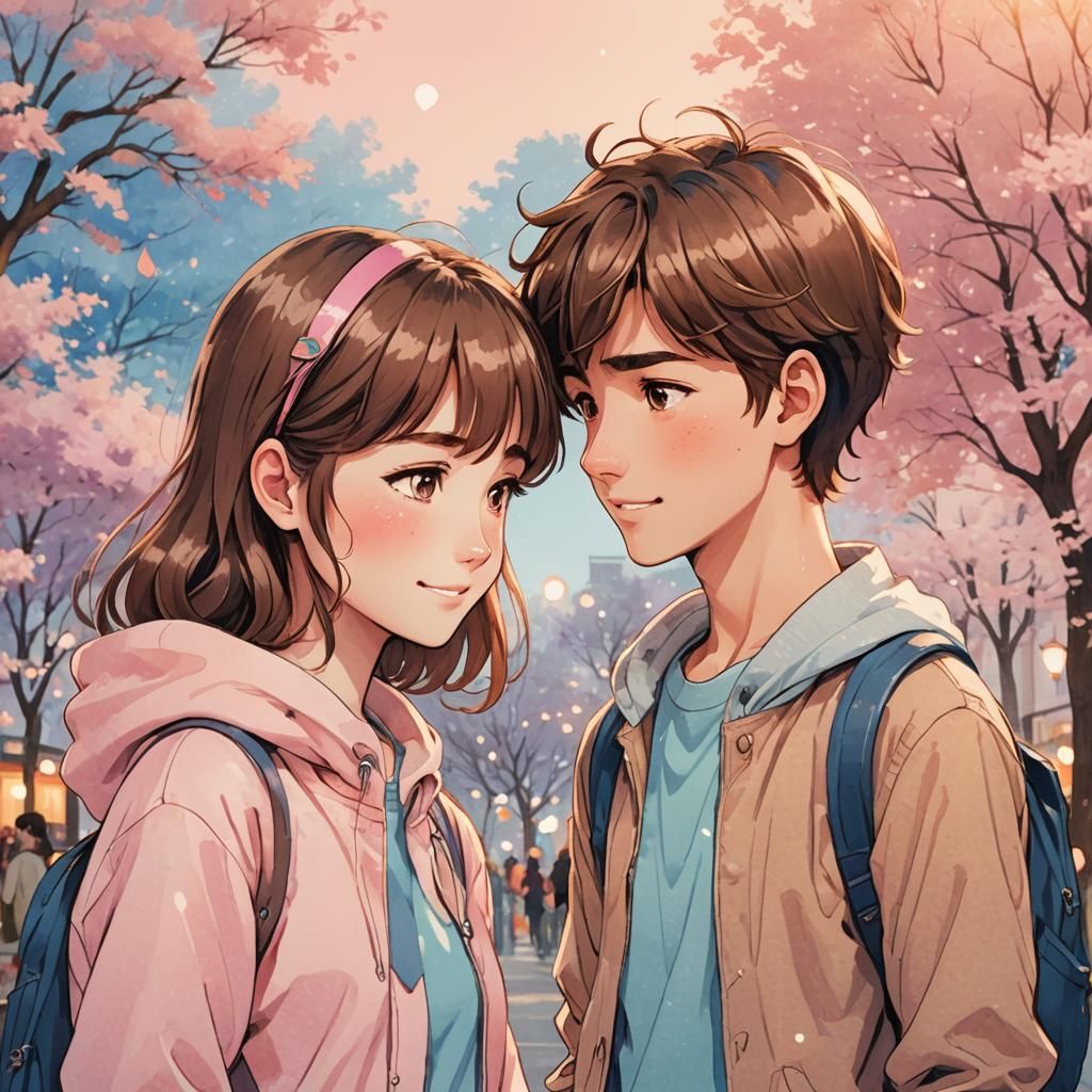 Boy Confesses Love in Manga Style Illustration