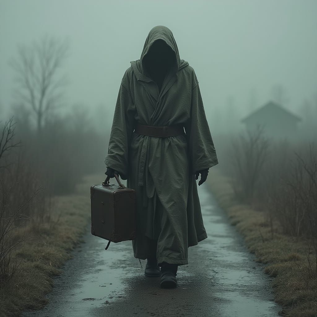 Dystopian Traveler on Desolate Path