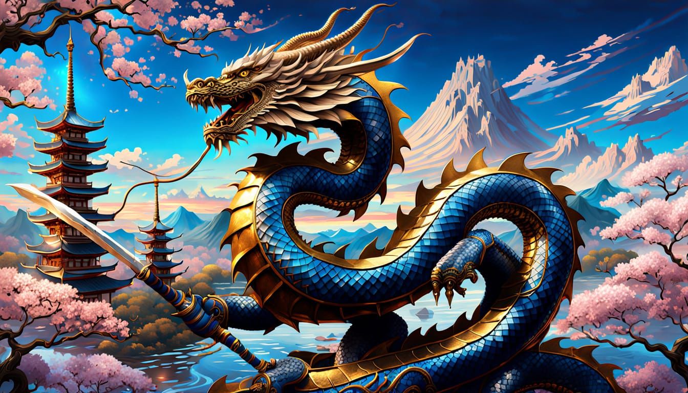 Majestic Dragon Soars Through Fantastical Landscape in Vibra...