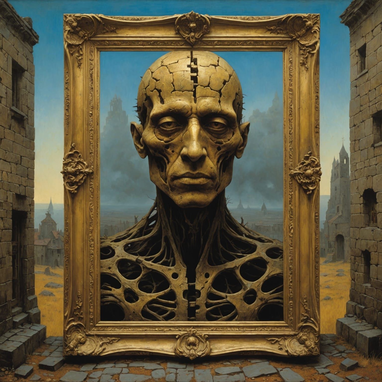 Surreal Renaissance Oil Painting with Fractal Elements