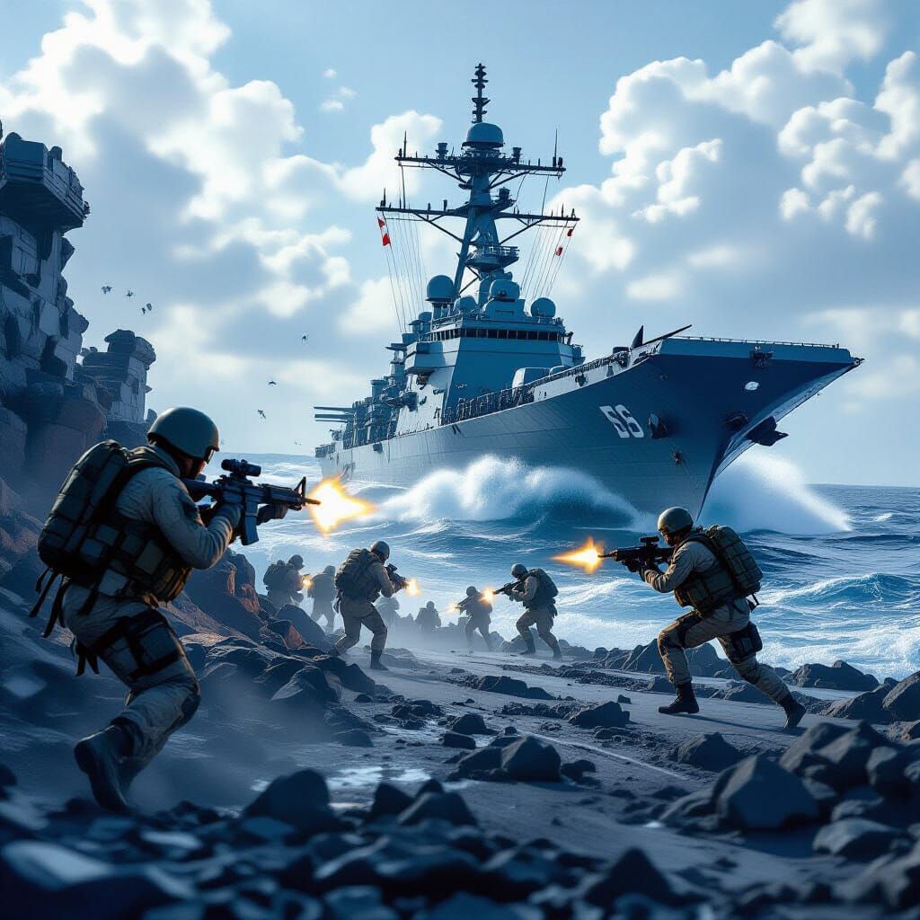 US Navy Marines in Combat: Digital Matte Painting