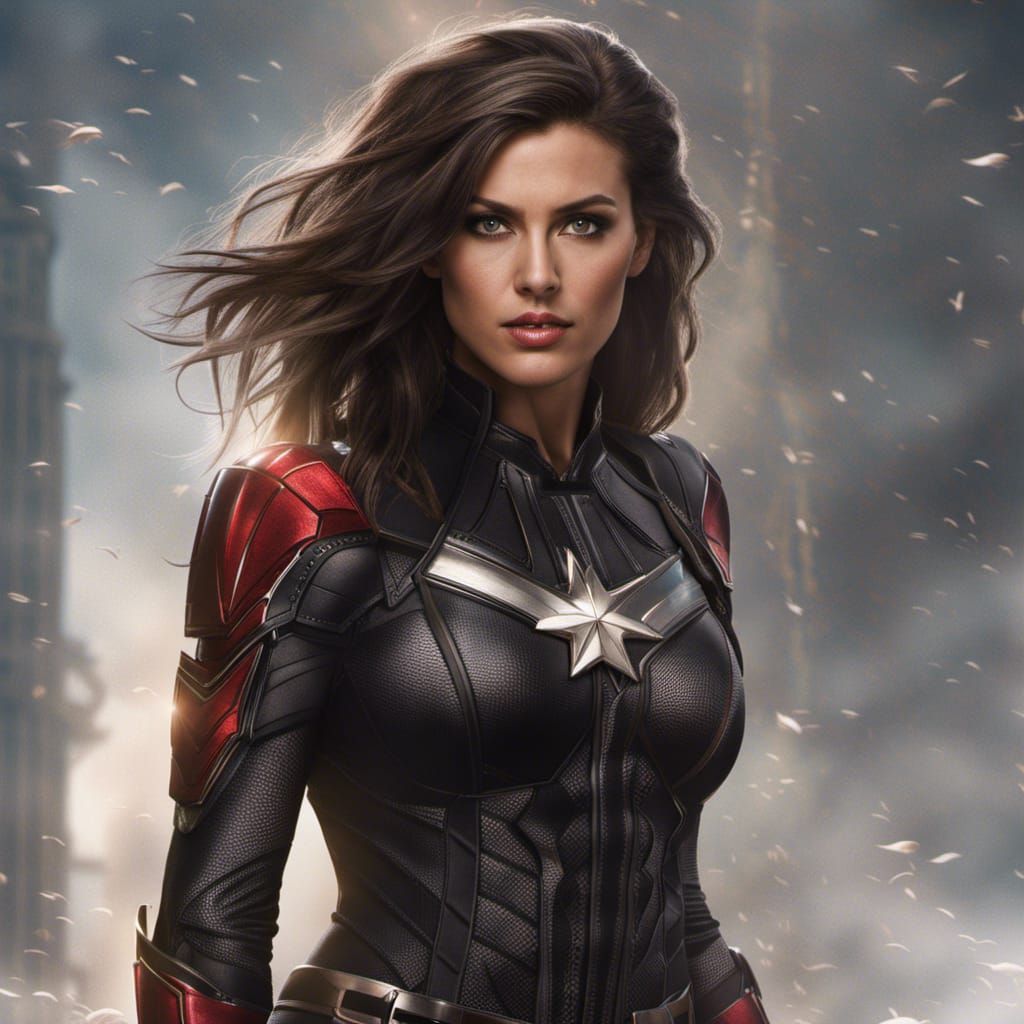 Captured Super Heroine in Torn Spandex, Dark Fantasy Art