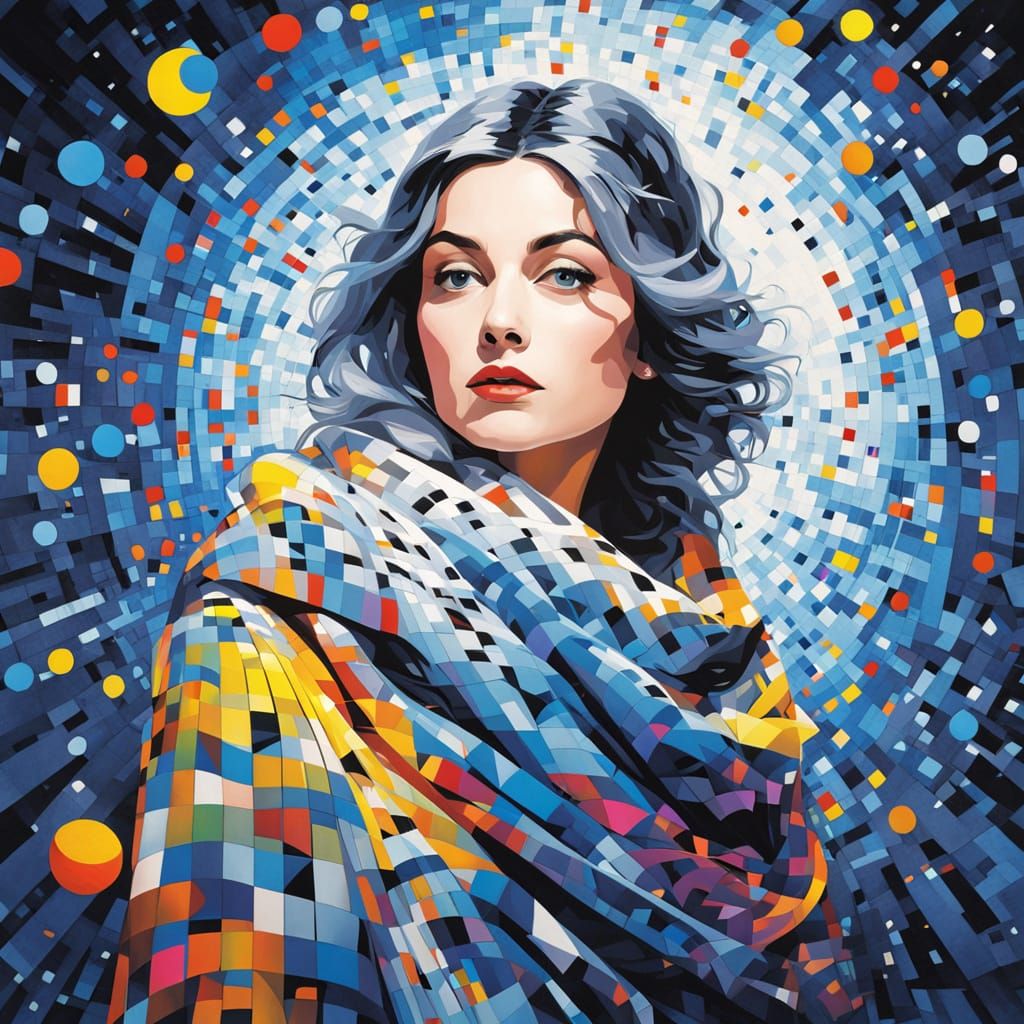 Whirling through galaxies, she embodies cosmic elegance