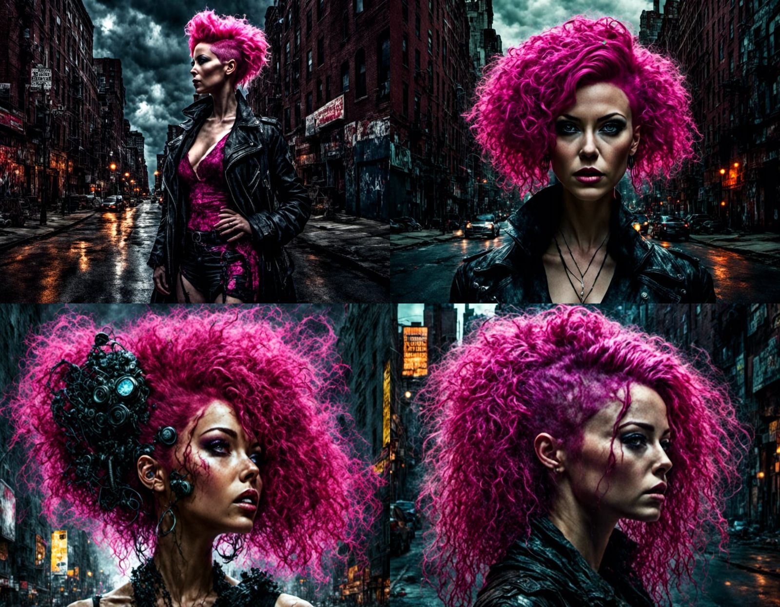 Cyberpunk Woman with Cybernetic Parts in Neon City