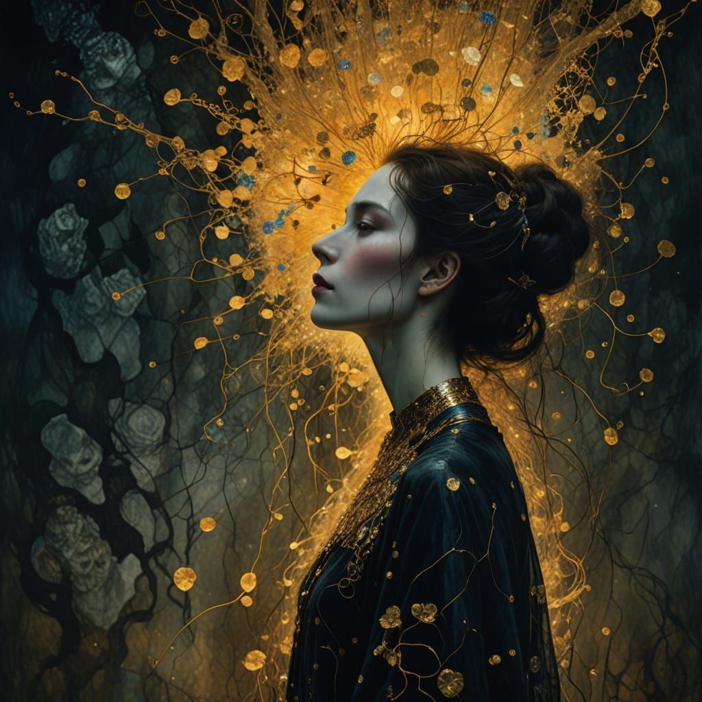 Austro-Hungarian Art Nouveau Portrait in Gold and Jewels