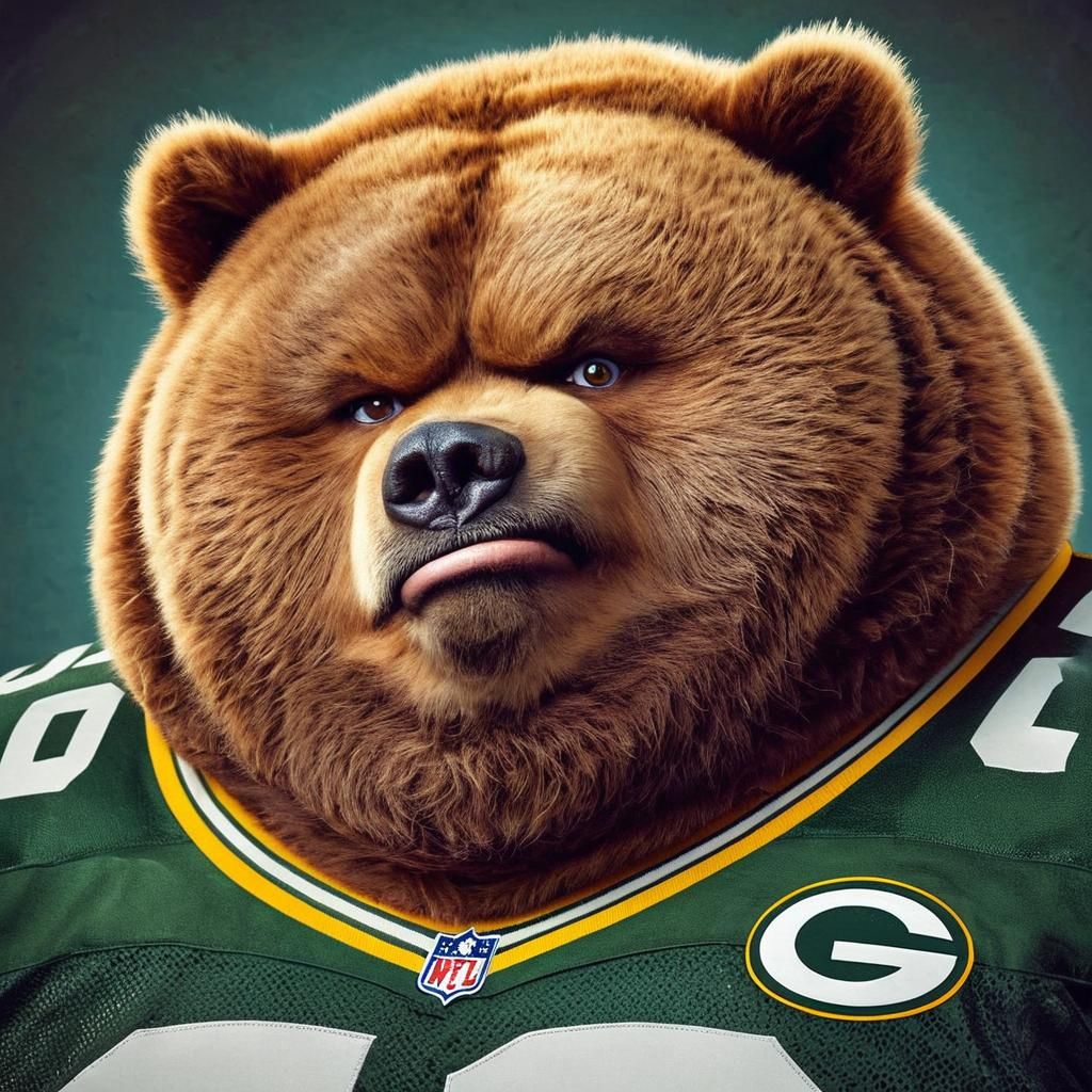 Disdainful Kodiak Bear in NFL Jersey