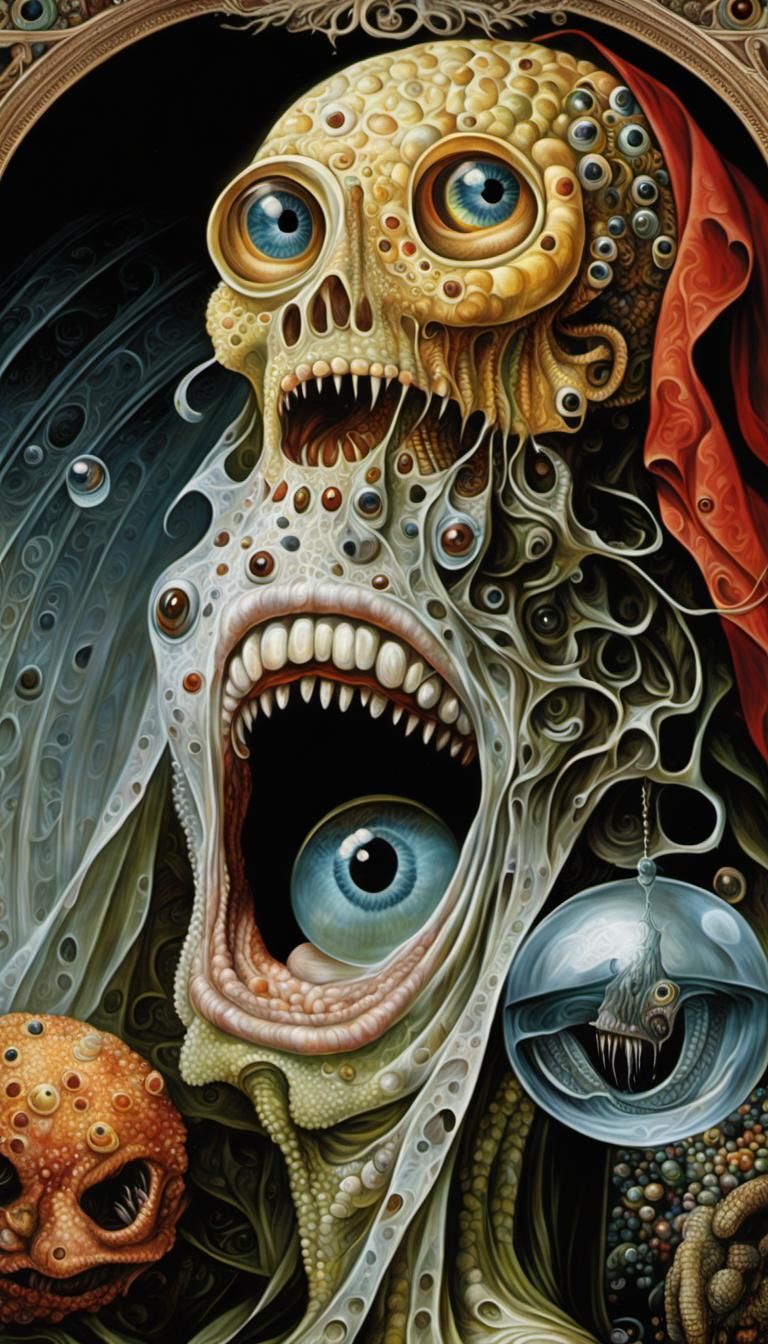 Surreal Woman with Eel in Art Nouveau Style