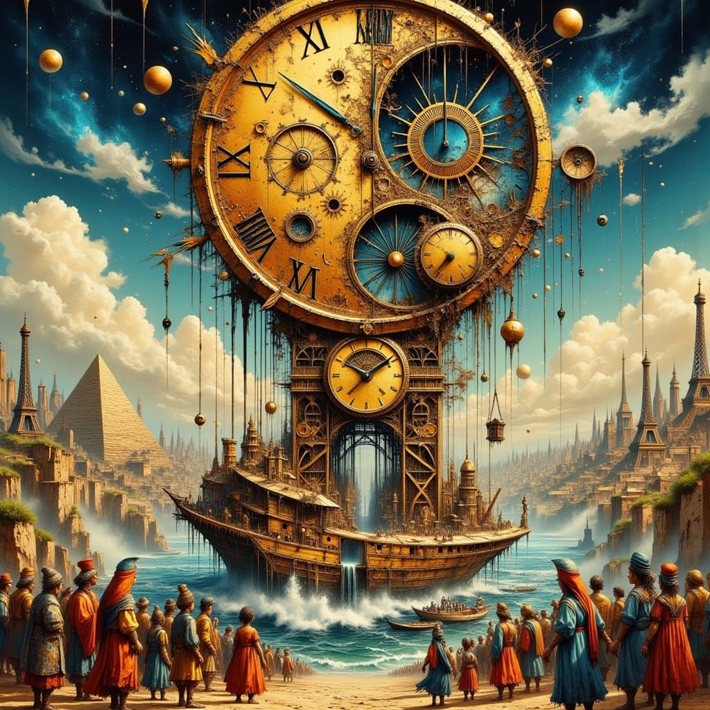 Surreal Eiffel Tower on Golden Watch