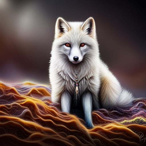 Jeweled Arctic Fox in Hyperrealistic Detail