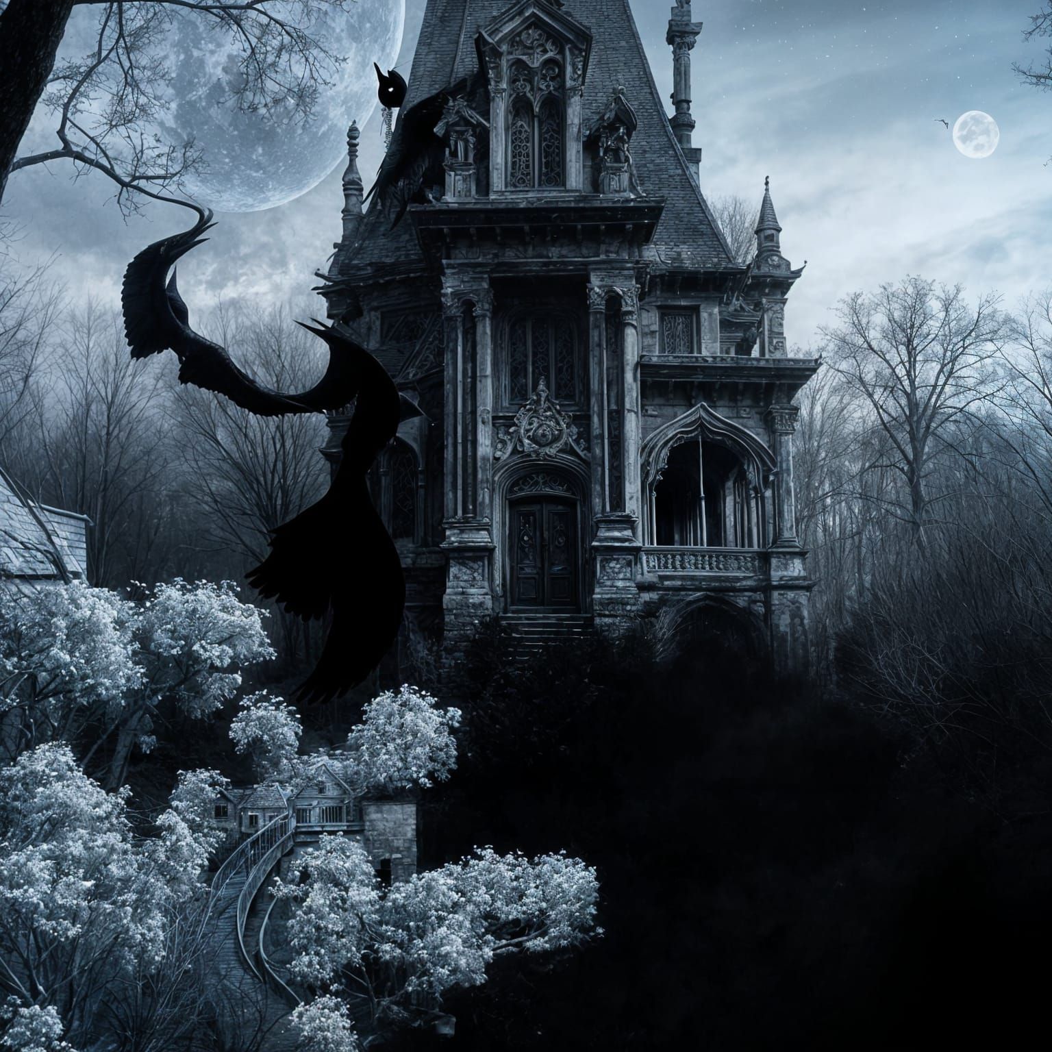 Gothic Surrealism: Ghost in Haunted Landscape
