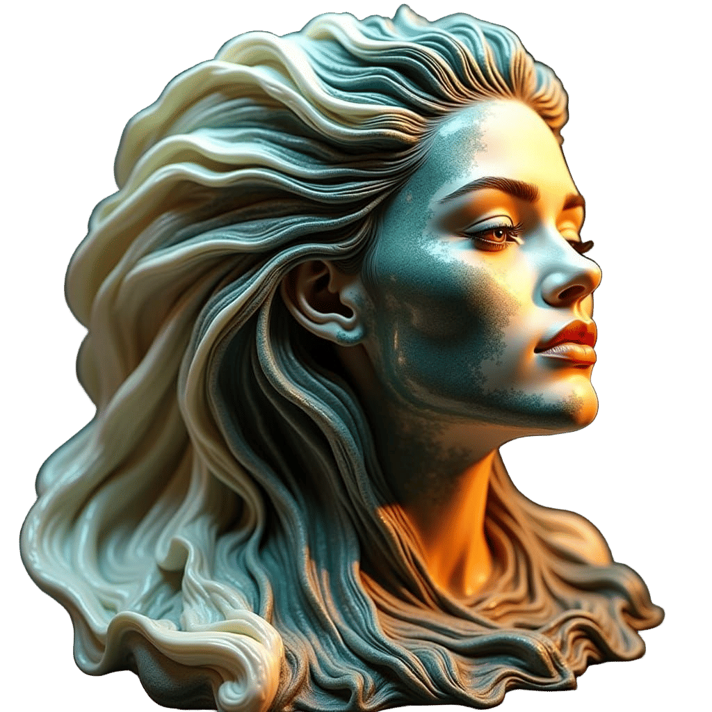 Hyperrealistic Sculpture of Reflected Glory in Vivid Colors