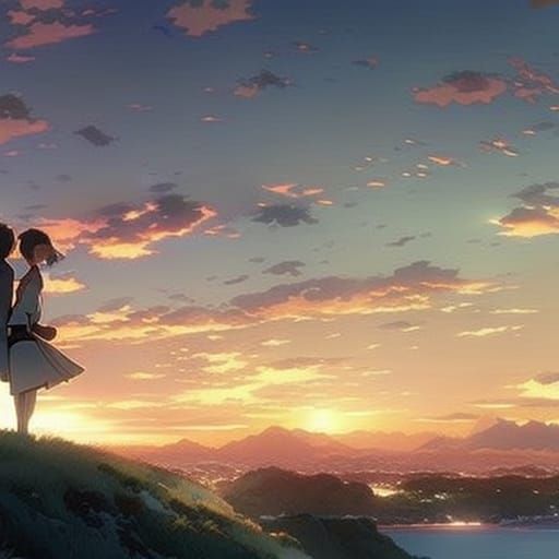 Romantic Couple in Anime Style Key Visual