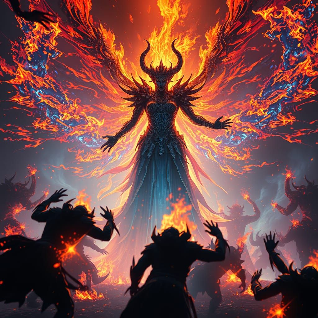 Chaos Witch Radiating Intense Heat in Dark Fantasy Art