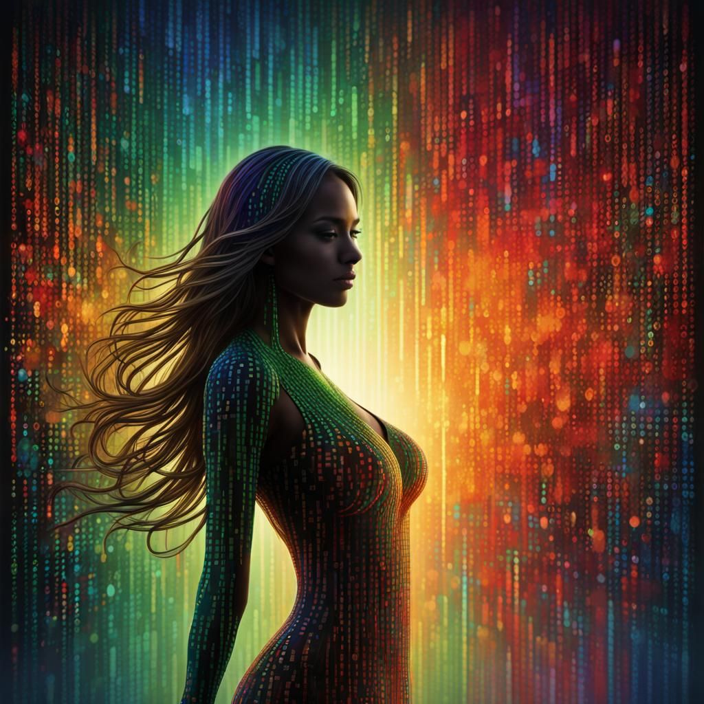 Binary Silhouette: A Digital Woman in High Definition