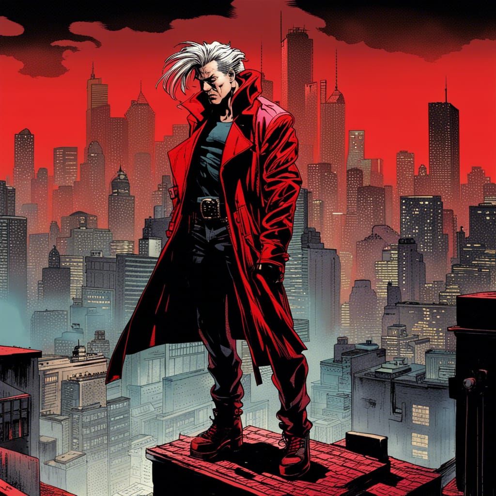 Cyberpunk Detective in Film Noir Comic Art