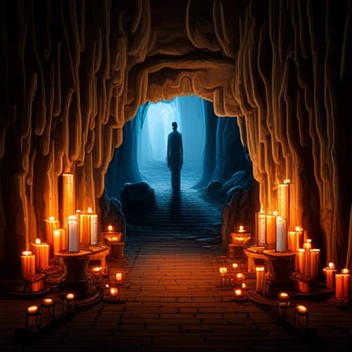 Cave Shrine Altar in Primitivism Art Style