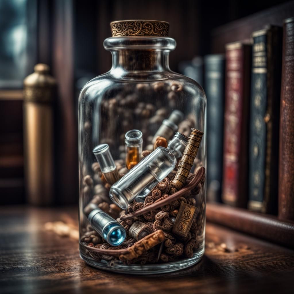 Hyperrealistic Fantasy Vial of Regret