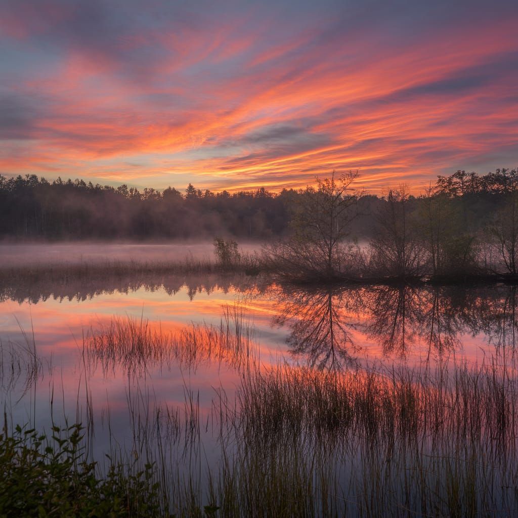 Early Morning Sunrise: An AI Interpretation