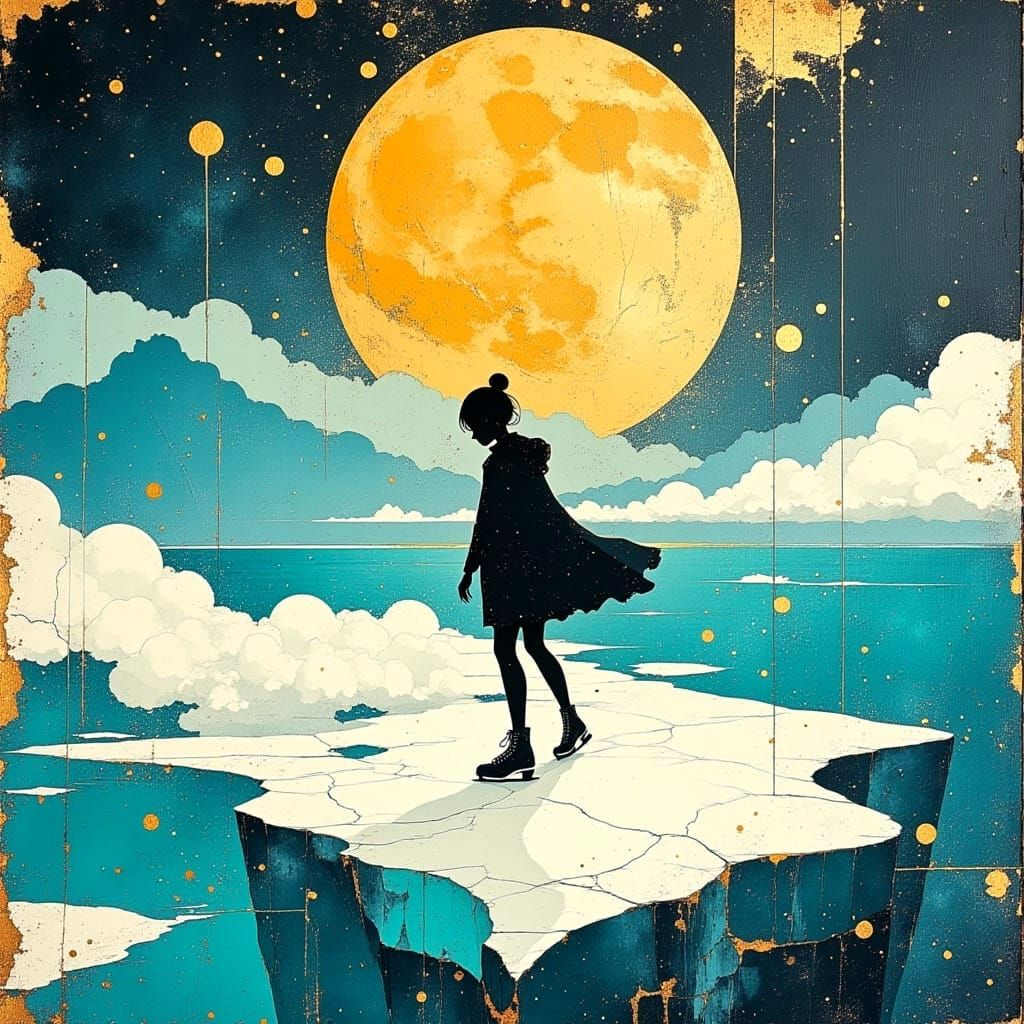 Rock Star Skates Under Starry Night Sky in Vibrant Colors