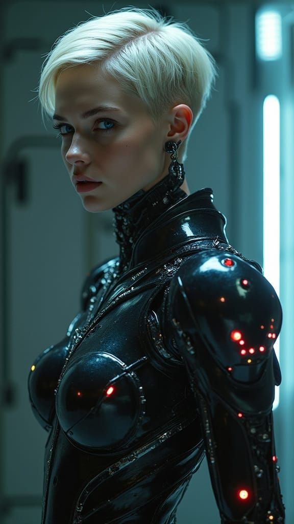 Cyberpunk Goddess in Futuristic Armor