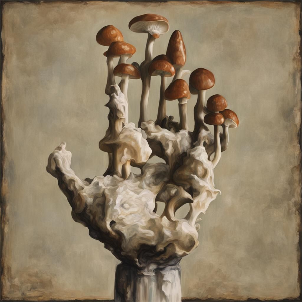 Polynesian Figures Cultivating Mushrooms in Museum, Neo Rauc...