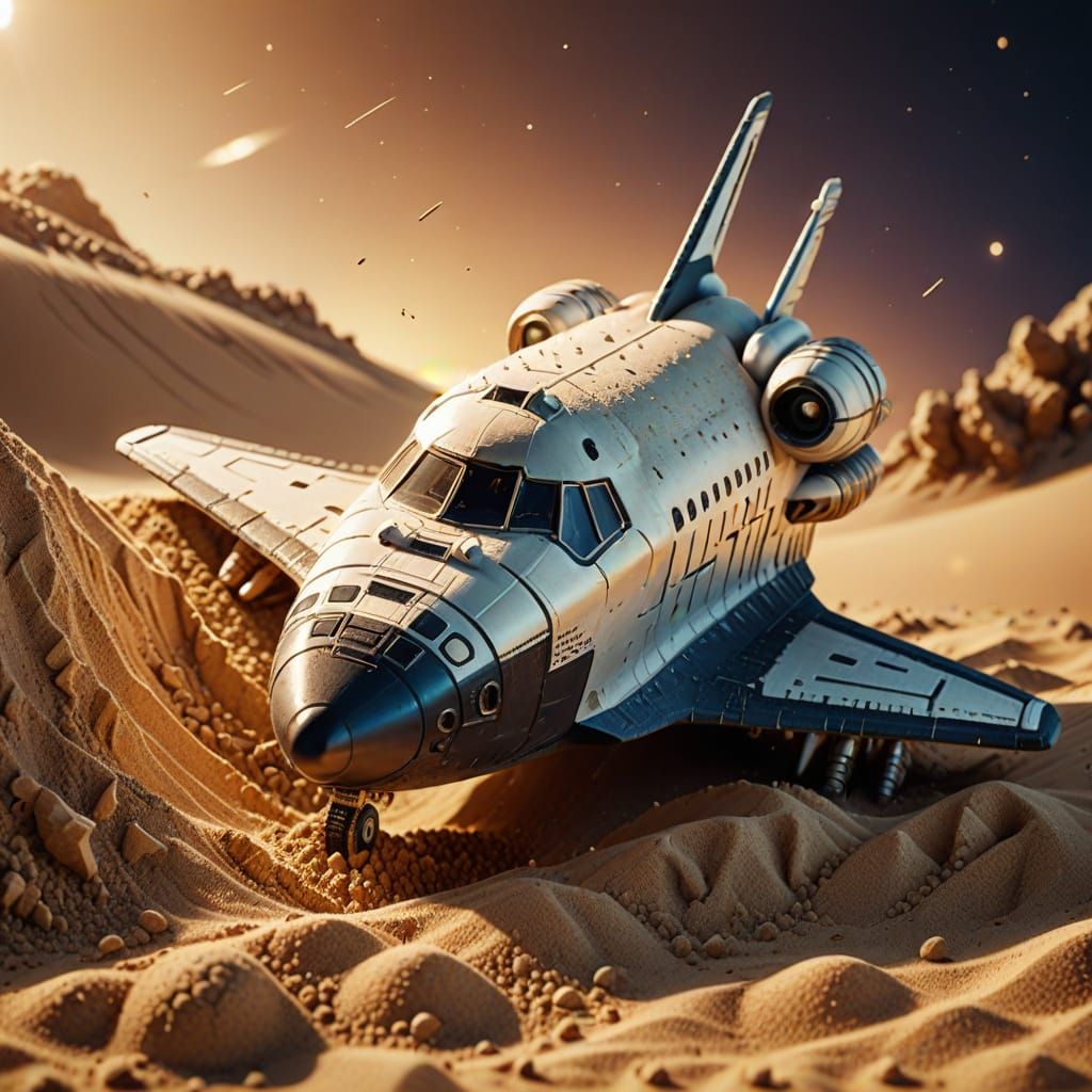 Sand Space Shuttle in Golden Hour Light