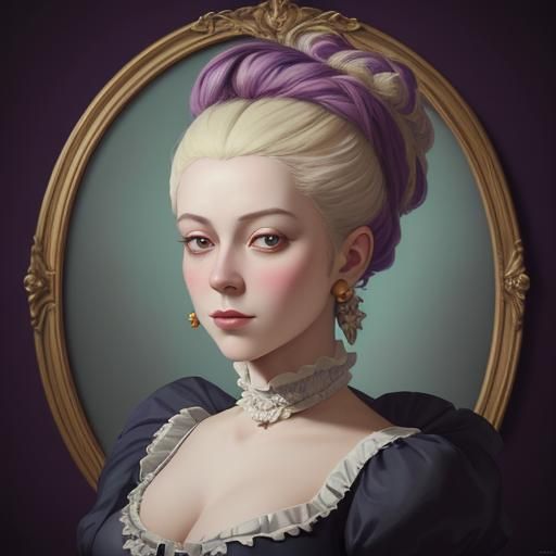 Surreal Portrait of Madame Pompadour as Oil Painting