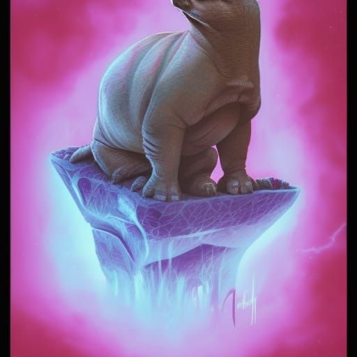 Rhino-Meerkat Hybrid in Comic Book Art Style