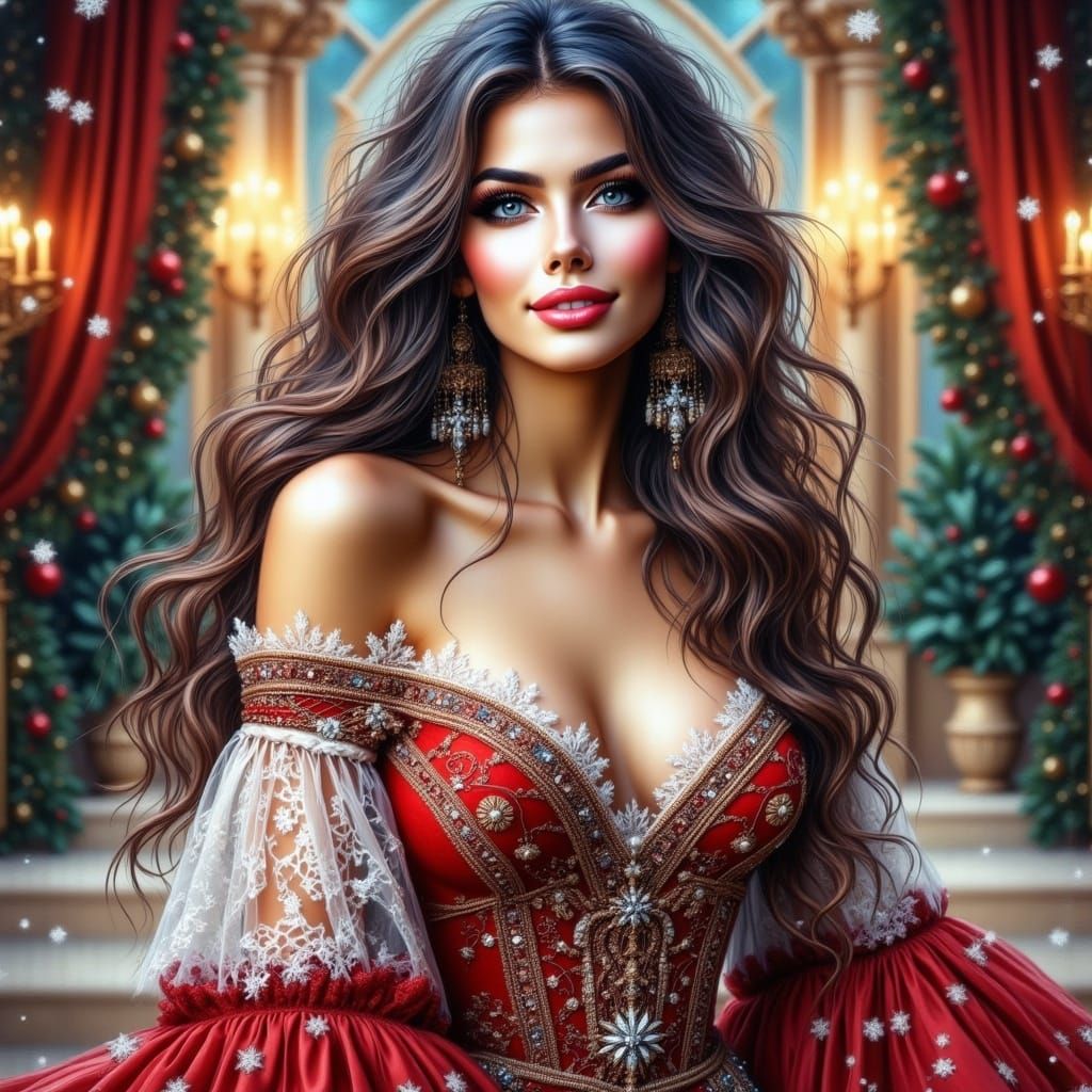 Christmas Haute Couture: A Digital Art Beauty