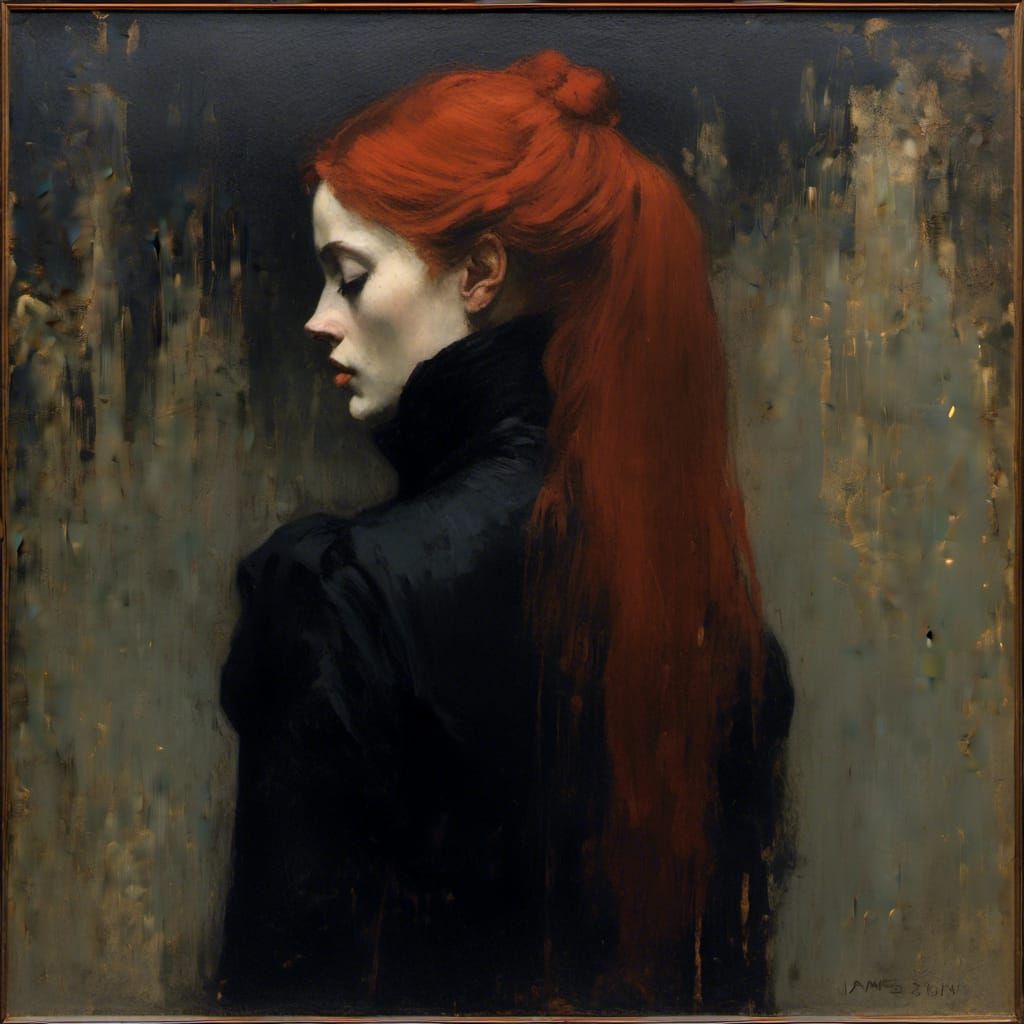 Mourning Woman in Black: Macabre Art