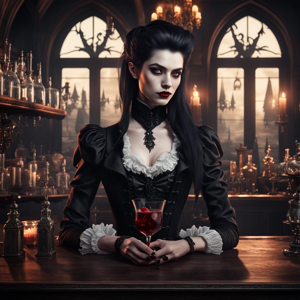 Vampire Bartender Serving a Vampire Lord