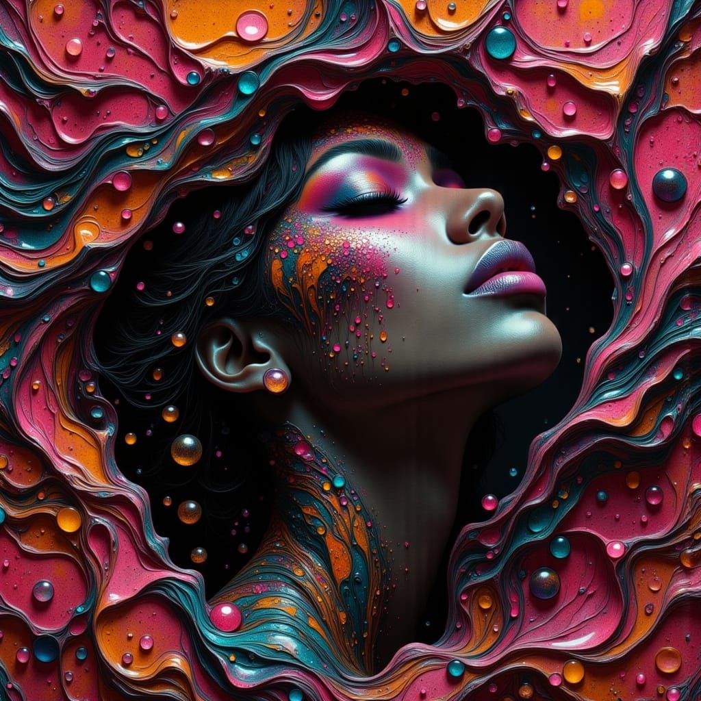 <lora:-Fluid Art-:1.0> Black-woman, 32k, What I love about y...