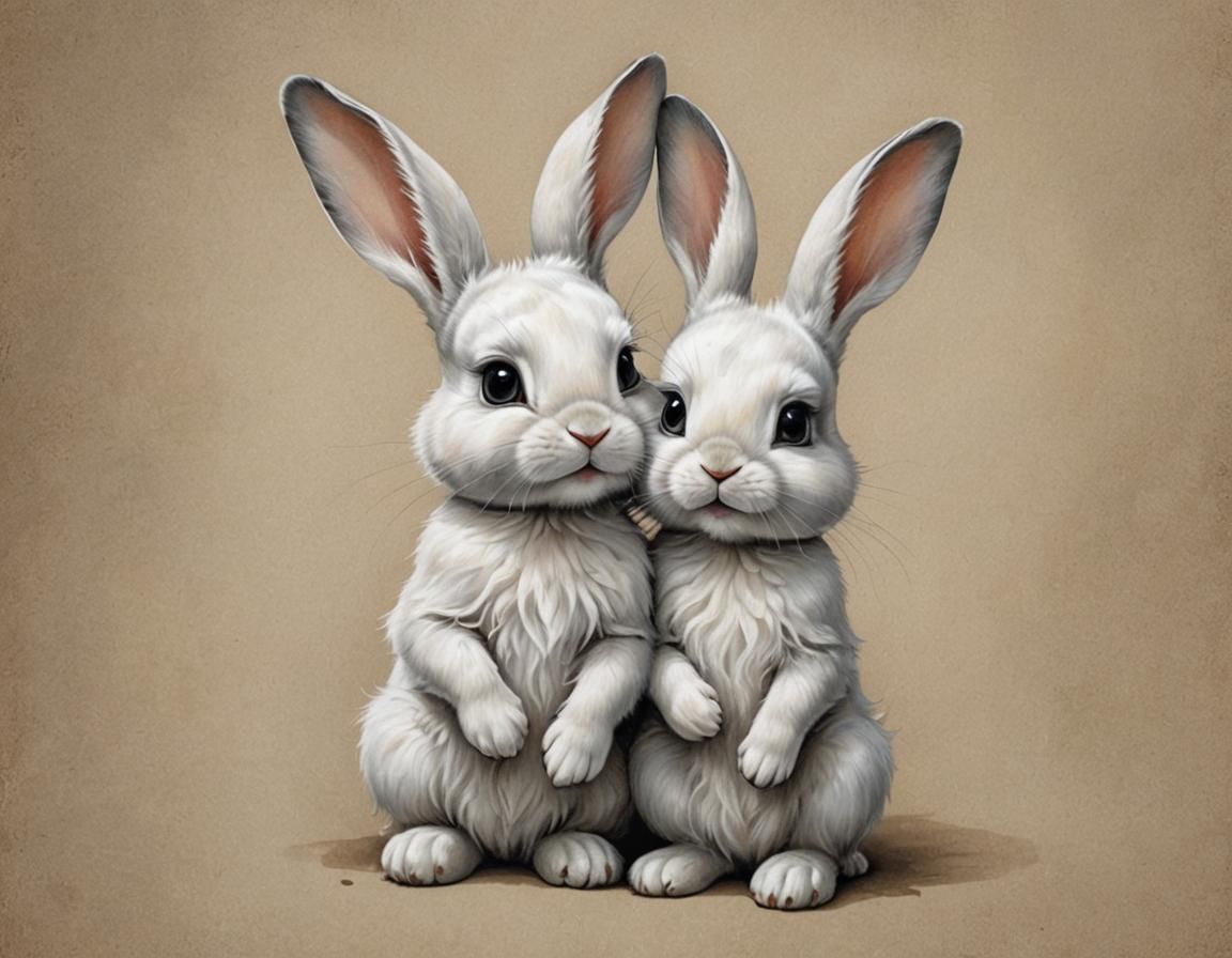 Adorable Bunny Rabbit Painting with Silky Fur