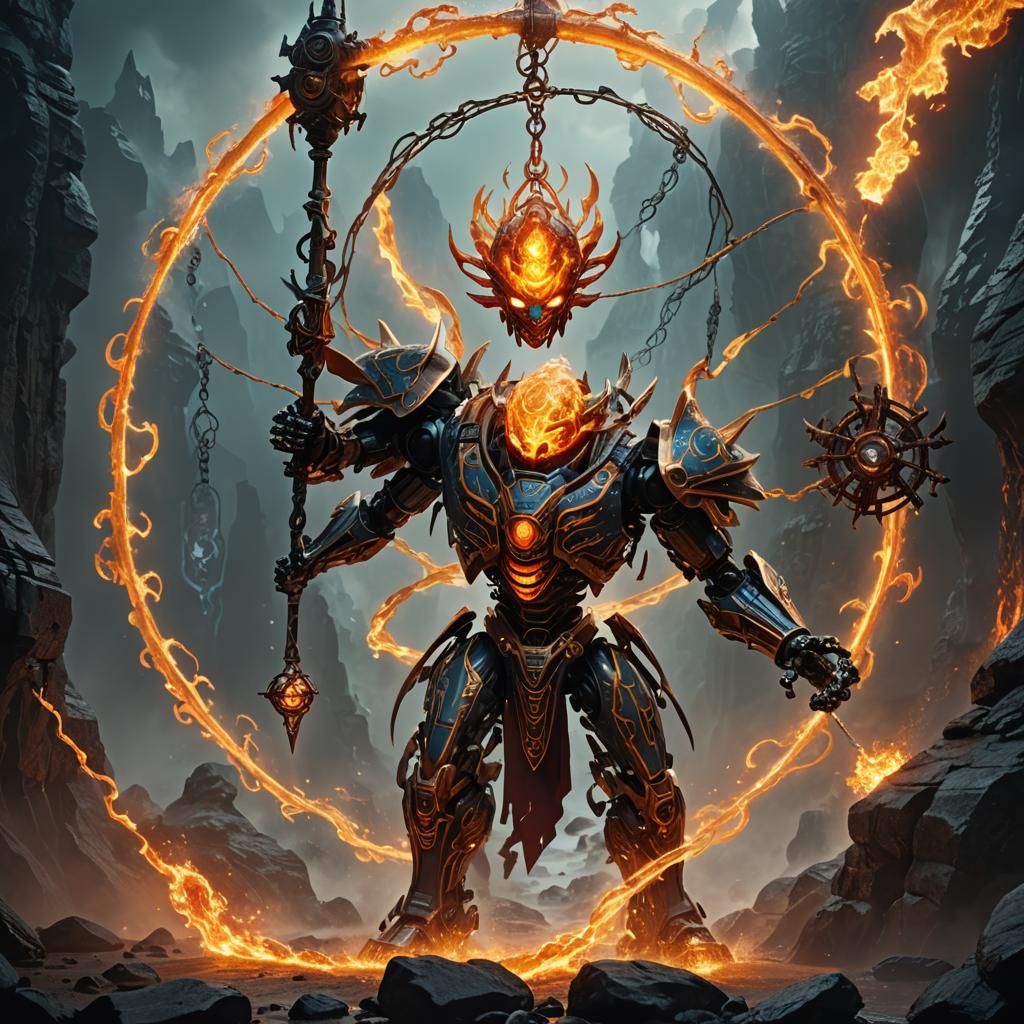 Bionicle Sorcerer's Fiery Pendulum Trap, Fantasy Art