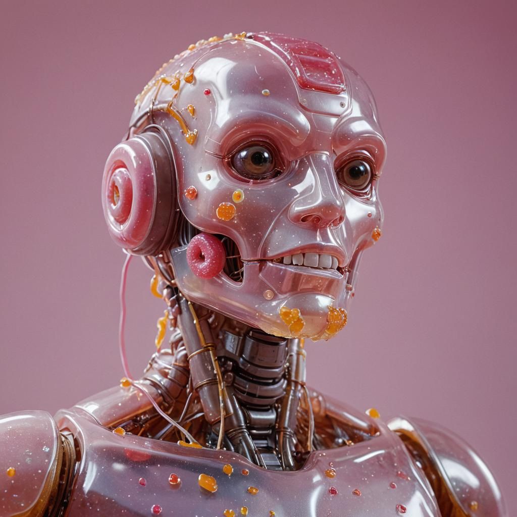 Translucent Jelly Donut Robot Sculpture