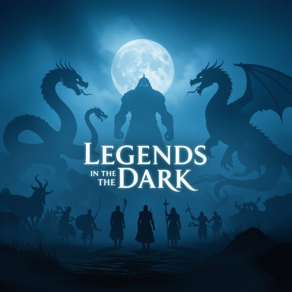 Mythological Creatures Emerge from Fog in Lunar Glow