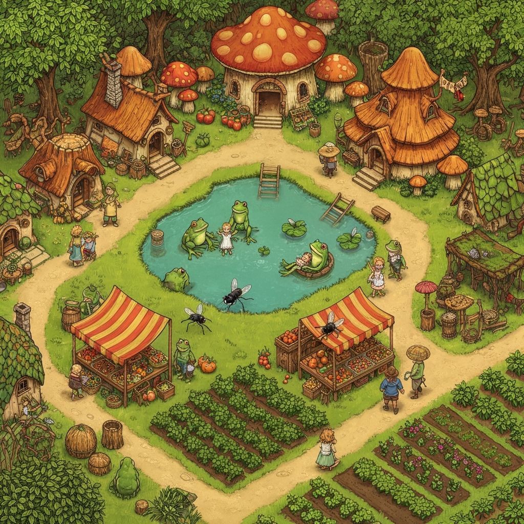 Lush Frog Village Market in Whimsical Style