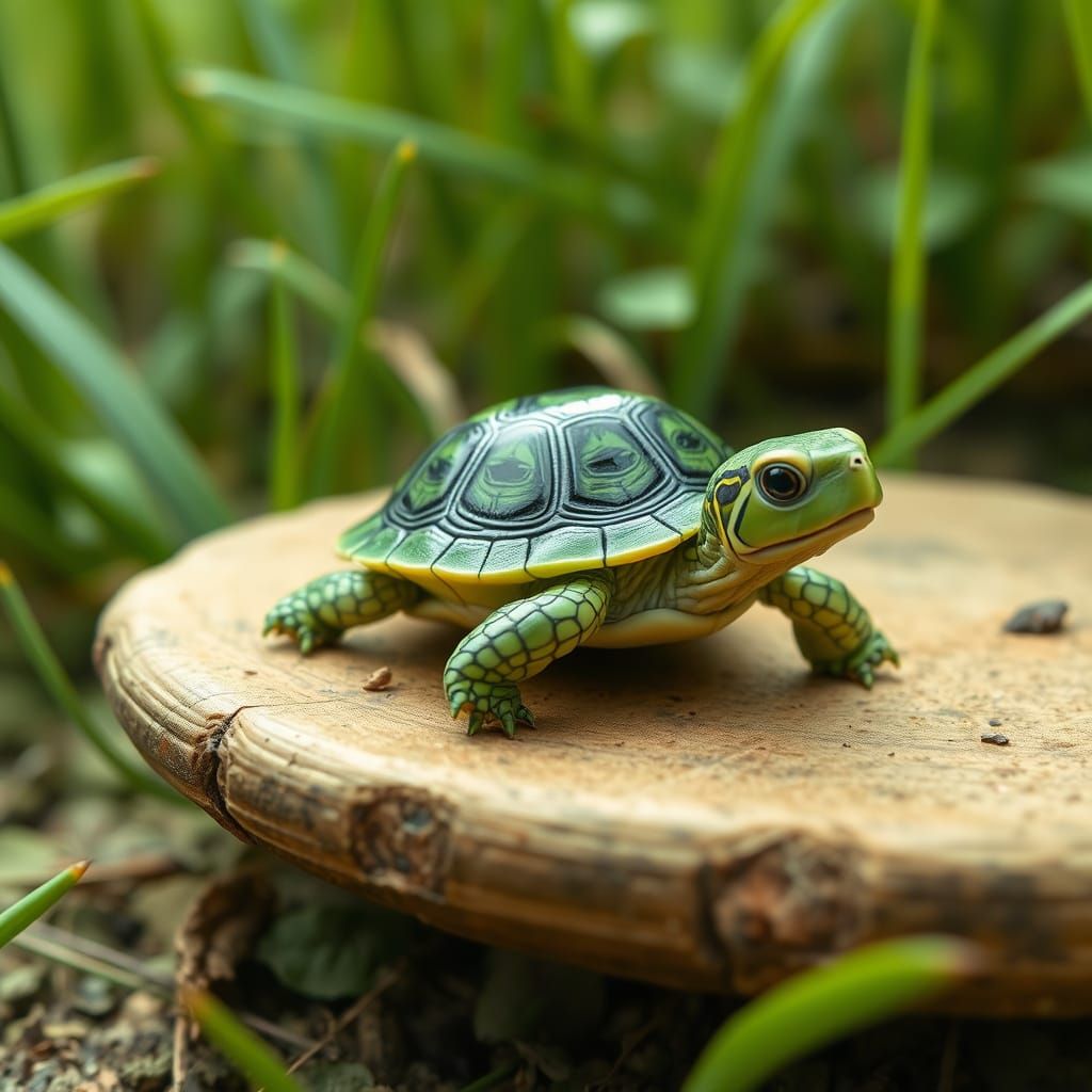Cute Green Turtle with a Sense of Speed