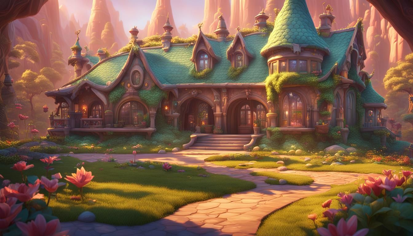 Elaborate Elven Home in Pixar Style