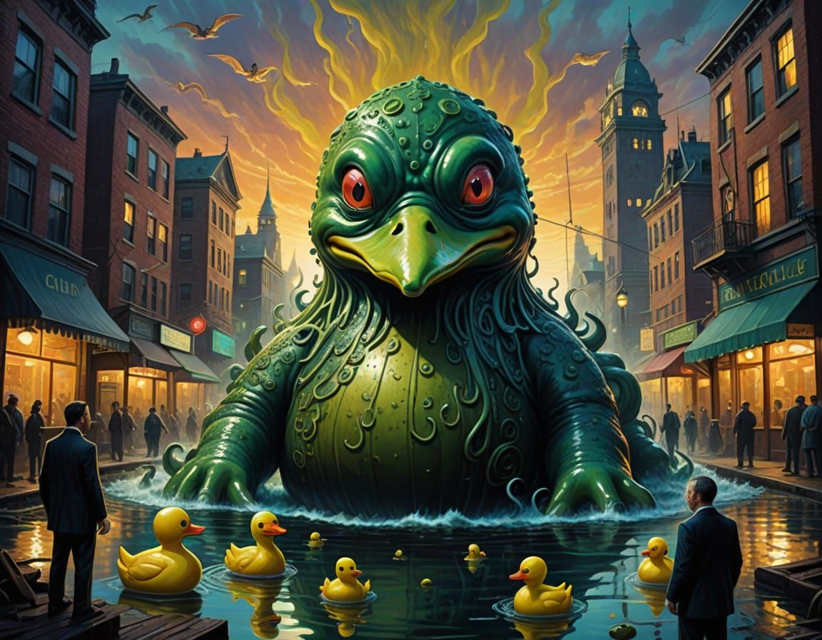 evil lovecraftian rubber duck