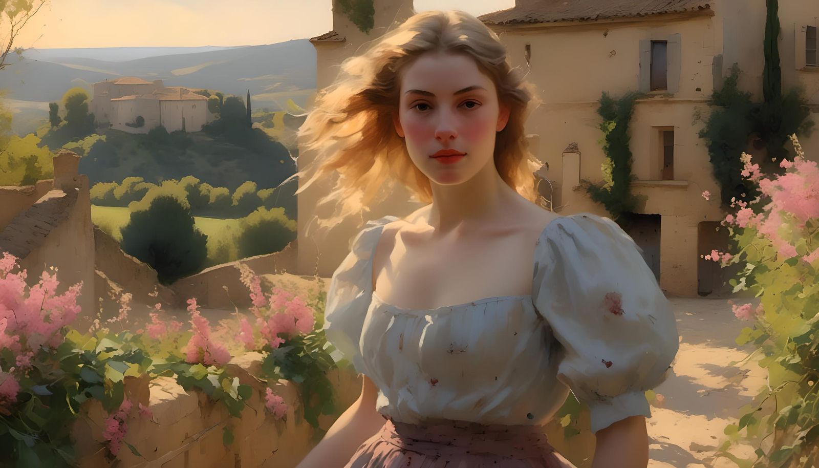 "Pardon mademoiselle  - le château est encore loin ?"
"Non -...