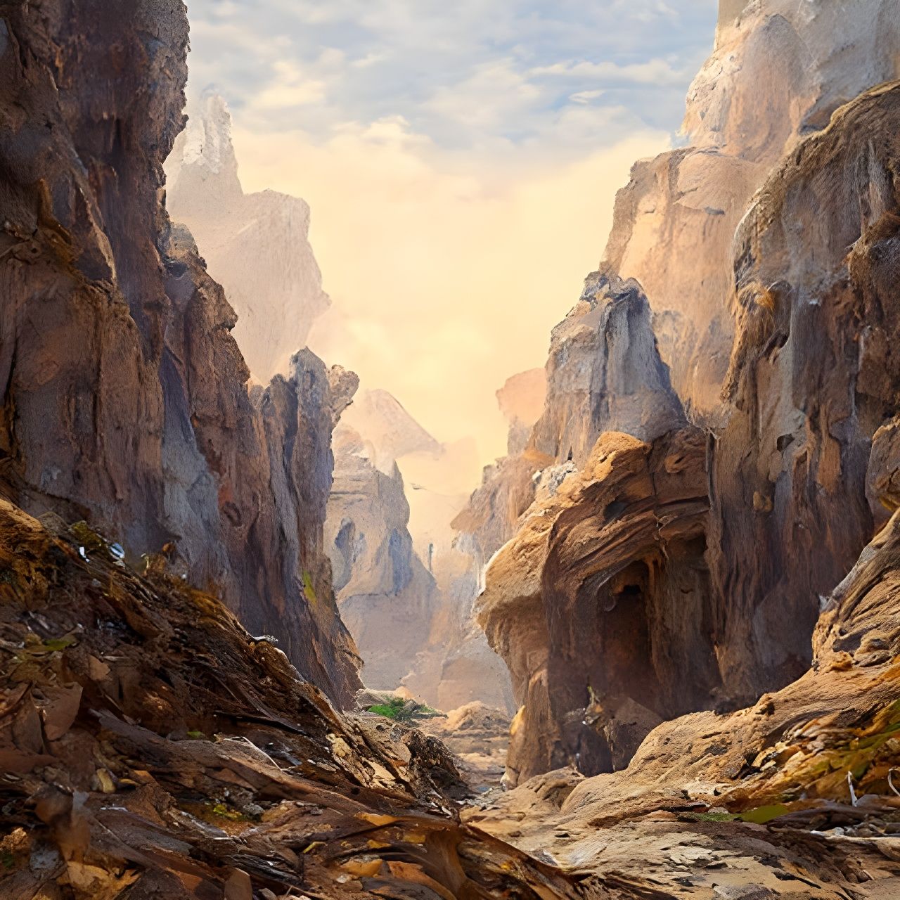 Arid Canyon Landscape as Detailed Digital Painting