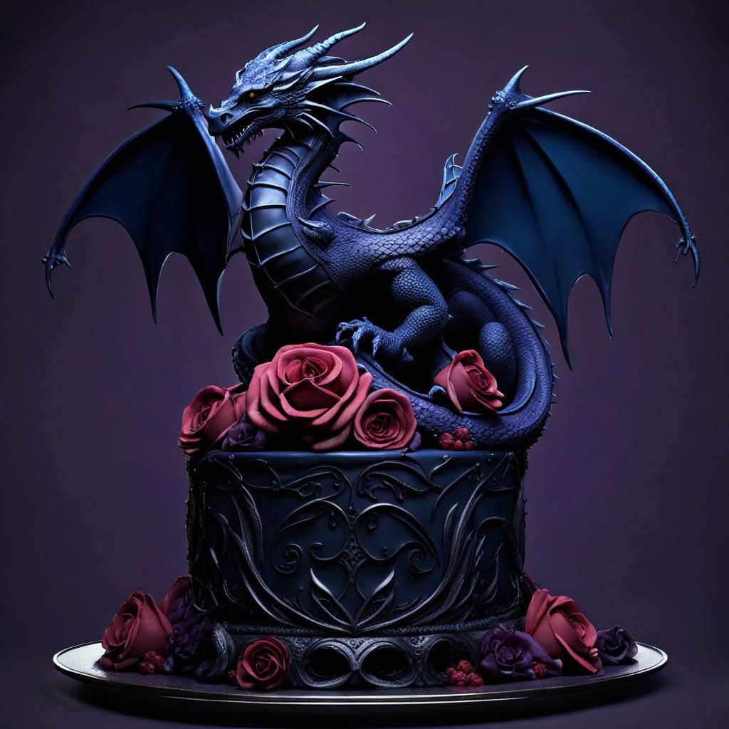 Gothic Dragon Wedding Cake in Dark Fantasy Art