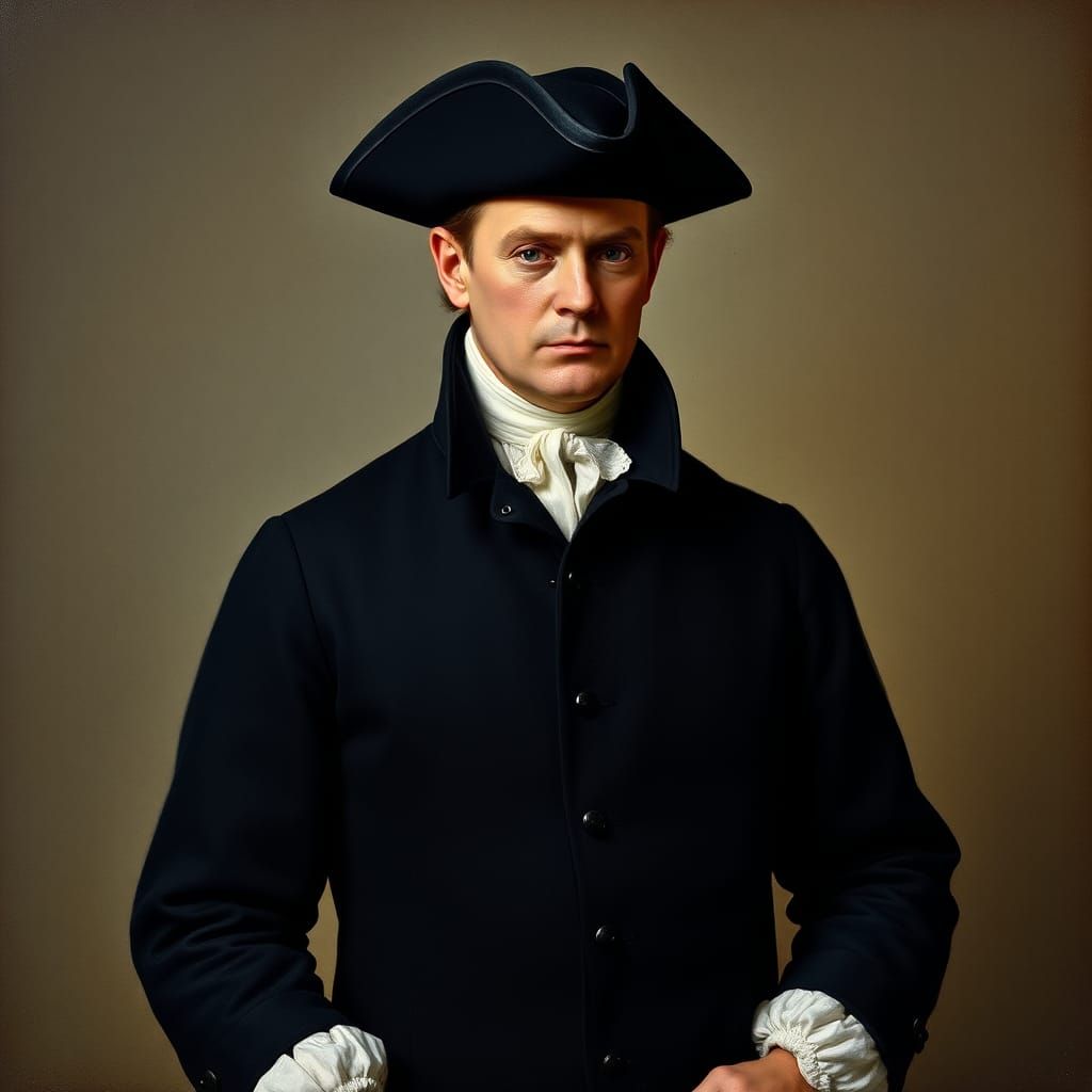 18th Century Puritan Gentleman Portrait in Colonial Style