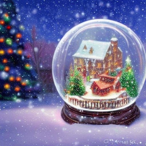 Snowy City in Snowglobe, Luminist Style