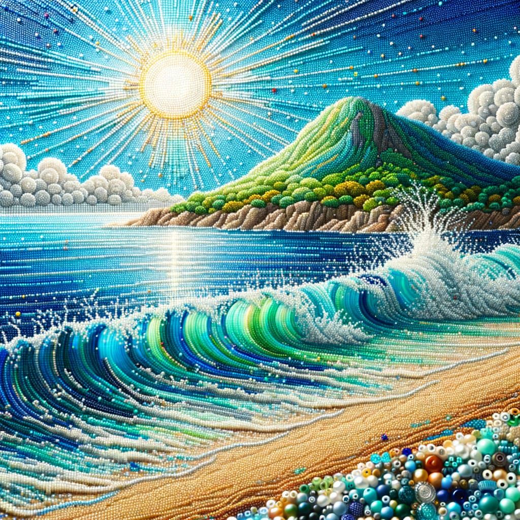 Beaded Seascape: Intricate Ocean View