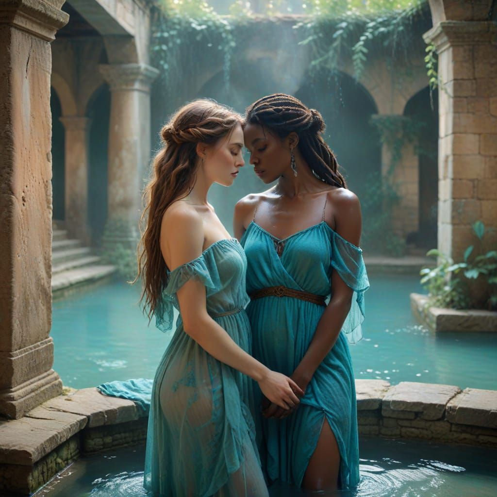 Ethereal Goddesses in Ancient Sanctuary