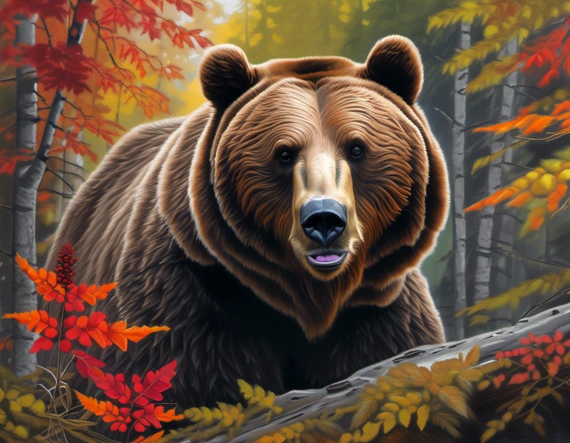 Brown Bear portrait in autumnal setting